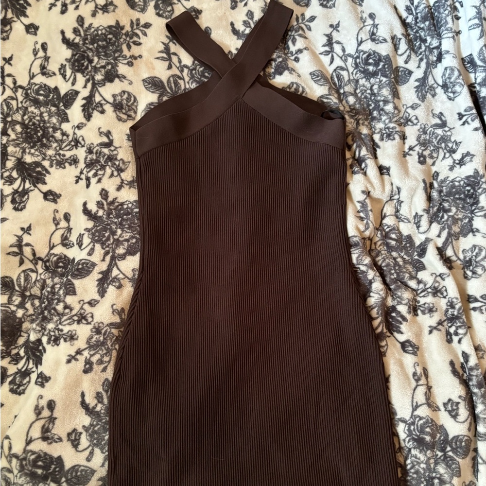 Babaton Sculpt Knit dress chocolate size large